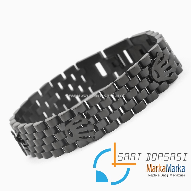 B64-Rolex Siyah Çelik Bileklik 