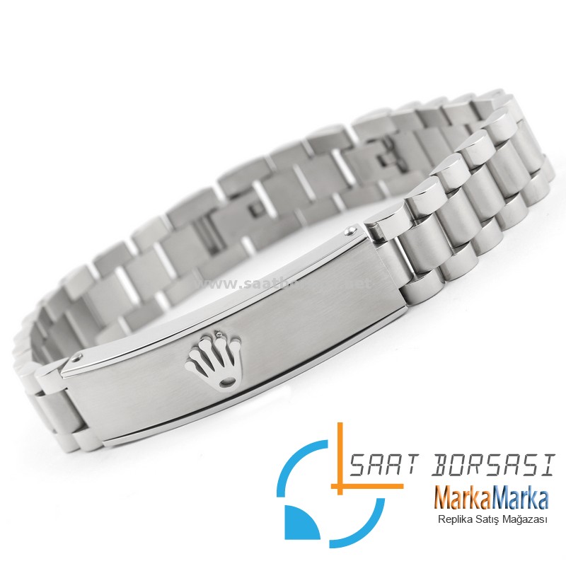 B75-Rolex Silver Çelik Bileklik 
