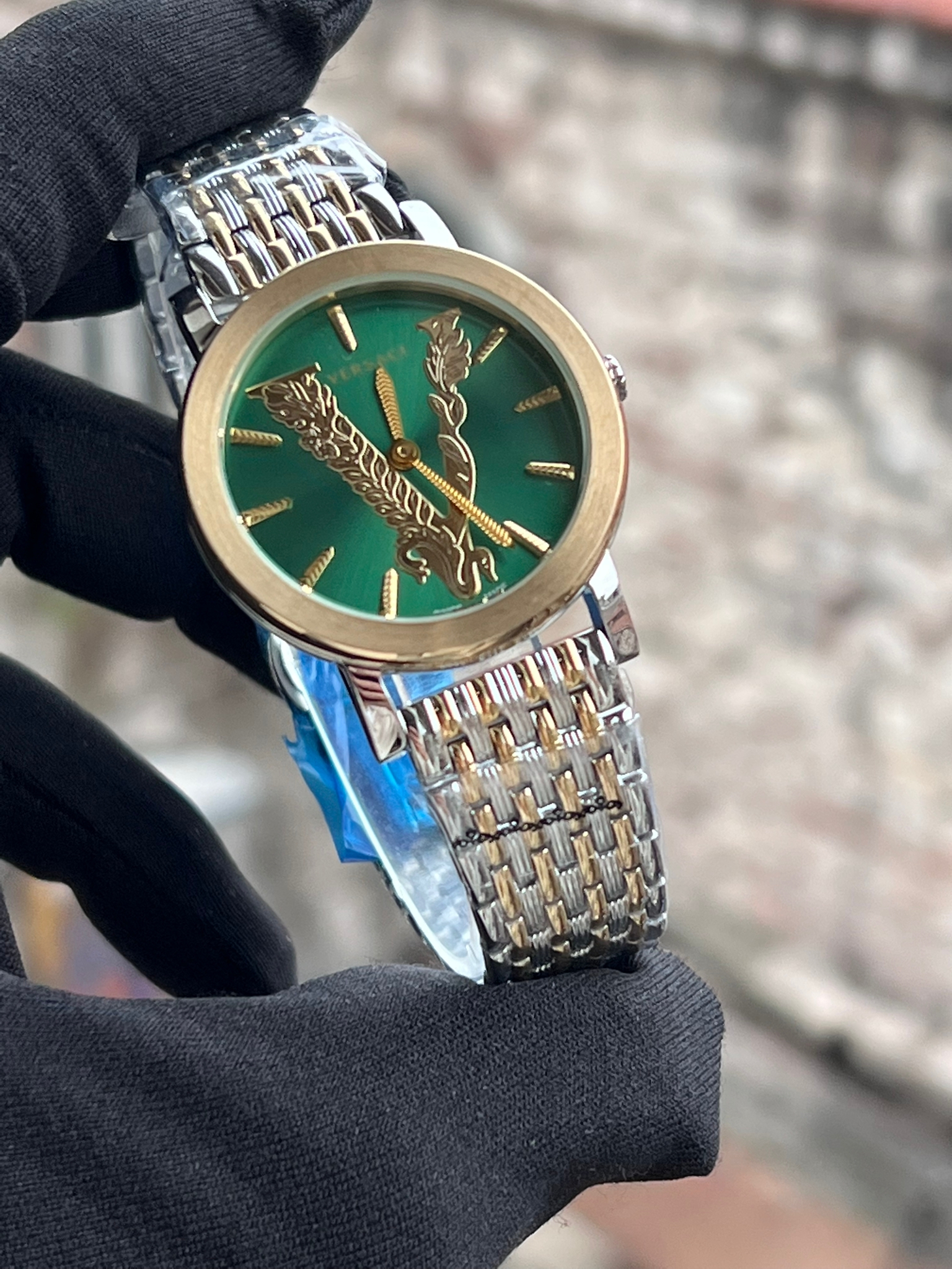 DP157- Versace  Gold Kasa Yeşil Kadran Kadın Saati