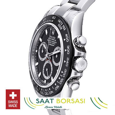 ETA026- Rolex Daytona 2016 SS Siyah Seramik Bezel  (4130 ETA Saat)