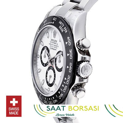 ETA027- Rolex Daytona 2016 SS Beyaz Seramik Bezel  (4130 ETA Saat)