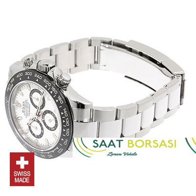 ETA027- Rolex Daytona 2016 SS Beyaz Seramik Bezel  (4130 ETA Saat)