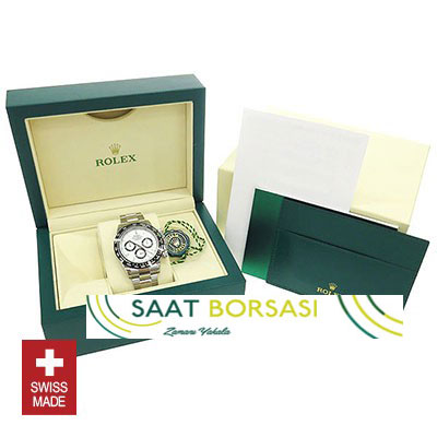 ETA027- Rolex Daytona 2016 SS Beyaz Seramik Bezel  (4130 ETA Saat)