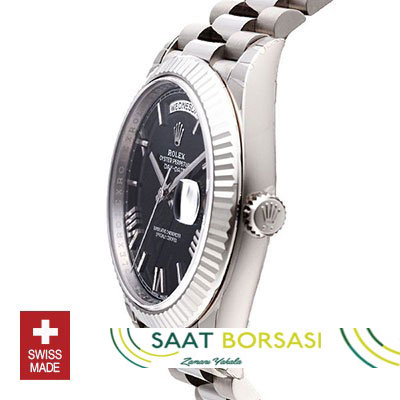 ETA030- Rolex Day-Date 40 White Gold Blue (3255 ETA Saat)