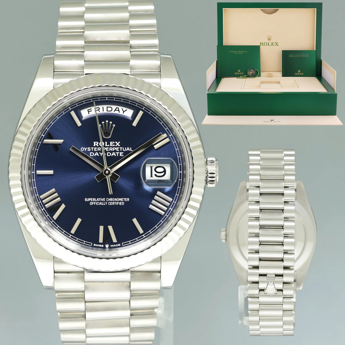 ETA030- Rolex Day-Date Silver Blue 228239 3255