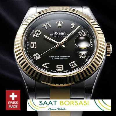 ETA031- Rolex Datejust II 2Tone Black Arabic (3136 ETA Saat)