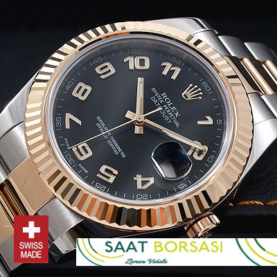 ETA031- Rolex Datejust II 2Tone Black Arabic (3136 ETA Saat)