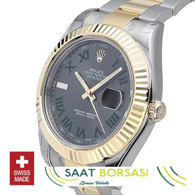 ETA032- Rolex Datejust II 2Tone Green Roma (3136 ETA Saat)