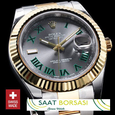 ETA032- Rolex Datejust II 2Tone Green Roma (3136 ETA Saat)