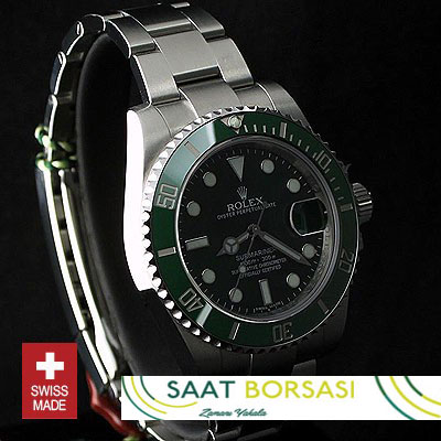 ETA037- Rolex Submariner SS Green Ceramic  (3135 ETA Saat)