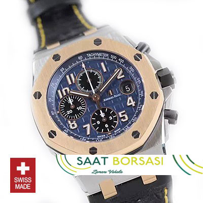 ETA039- Audemars Piguet Royal Oak Offshore 18K Rose Gold 2-tone Blue  (3126 ETA Saat)