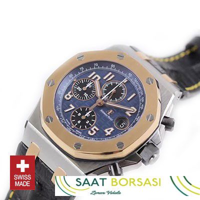 ETA039- Audemars Piguet Royal Oak Offshore 18K Rose Gold 2-tone Blue  (3126 ETA Saat)