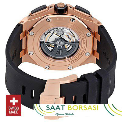 ETA053- Audemars Piguet Royal Oak Offshore Novelty Chronograph 2017 Rose Gold Ceramic Black   (7750ETA Saat)