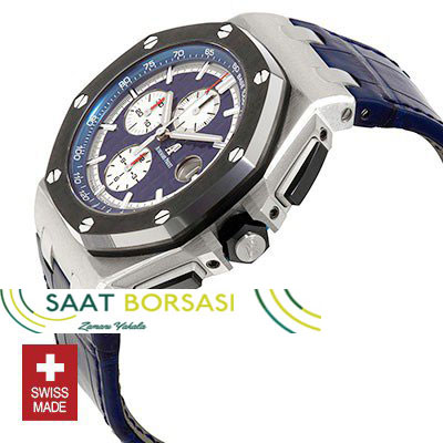 ETA055- Audemars Piguet Royal Oak Offshore Novelty Chronograph 2017 Platinum Blue  (7750ETA Saat)