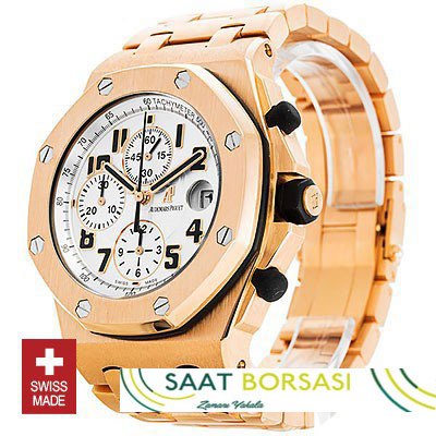 ETA057- Audemars Piguet Royal Oak Offshore Rose Gold White Dial   (7750ETA Saat)