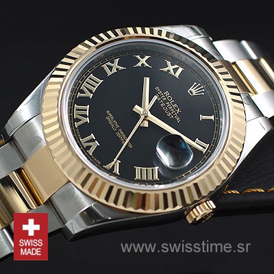 ETA077- Rolex Datejust II 2Tone Black   (3136 ETA Saat)