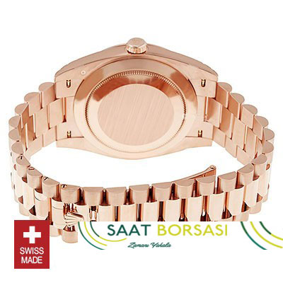 ETA081- Rolex Day-Date 40 Rose Gold Sundust Stripe Motif Stick (3255 ETA Saat)