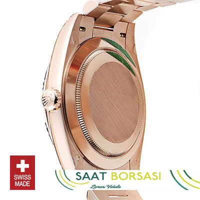 ETA081- Rolex Day-Date 40 Rose Gold Sundust Stripe Motif Stick (3255 ETA Saat)