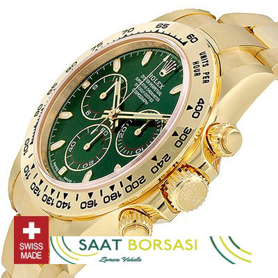 ETA083- Rolex Daytona 2016 Yellow Gold Green  (7750 ETA Saat)