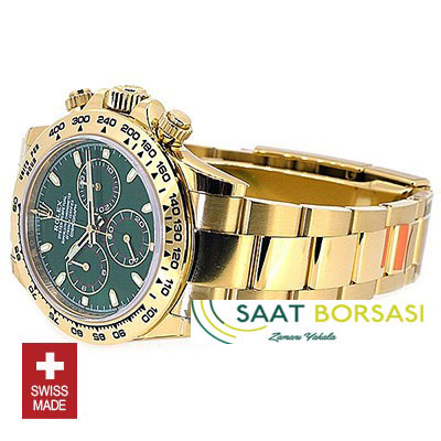 ETA083- Rolex Daytona 2016 Yellow Gold Green  (7750 ETA Saat)