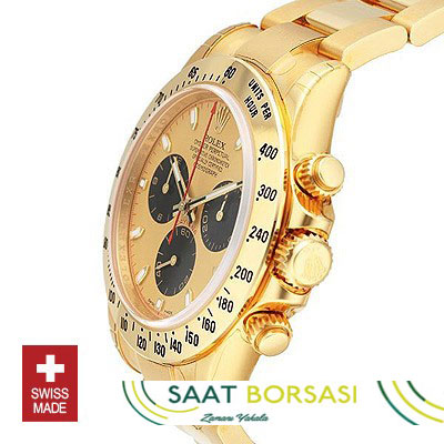 ETA085- Rolex Daytona Gold Black  (7750 ETA Saat)