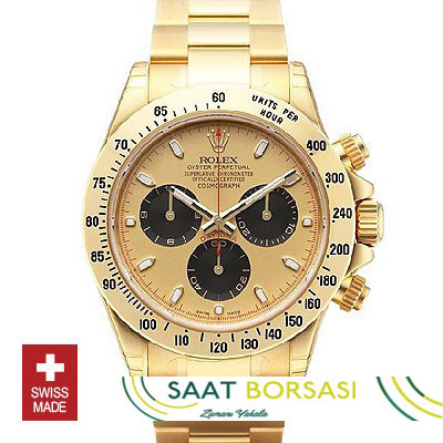 ETA085- Rolex Daytona Gold Black  (7750 ETA Saat)