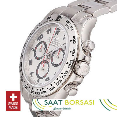 ETA087- Rolex Daytona SS White Arabic Red Needles (4130 ETA Saat)