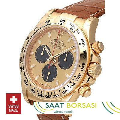 ETA091- Rolex Daytona Leather Gold Black (7750 ETA Saat)