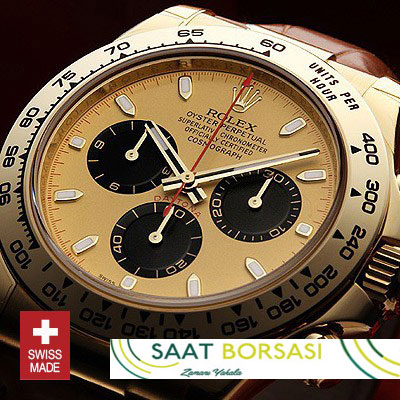 ETA091- Rolex Daytona Leather Gold Black (7750 ETA Saat)