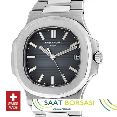 ETA094- Patek Philippe Stainless Steel Nautilus Black Dial (7750 ETA Saat)