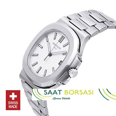 ETA096- Patek Philippe Stainless Steel Nautilus White Dial (7750 ETA Saat)