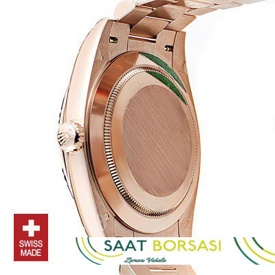 ETA107- Rolex Day-Date 40 Rose Gold Sundust Stripe Motif Stick (3255 ETA Saat)