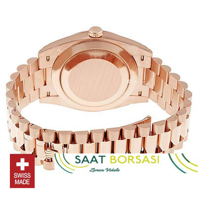 ETA107- Rolex Day-Date 40 Rose Gold Sundust Stripe Motif Stick (3255 ETA Saat)