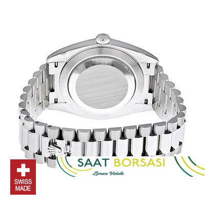 ETA108- Rolex Day-Date 40 Platinum Ice Blue Diagonal Motif (3255 ETA Saat)