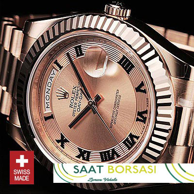 ETA114- Rolex Day-Date II Rose Gold Gold Roma (3156 ETA Saat)