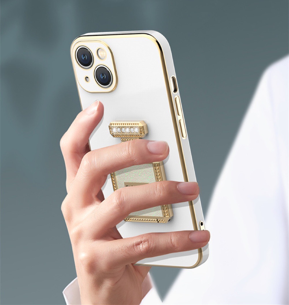 K015-Iphone Dekoratif+Aynalı Kılıf - Beyaz