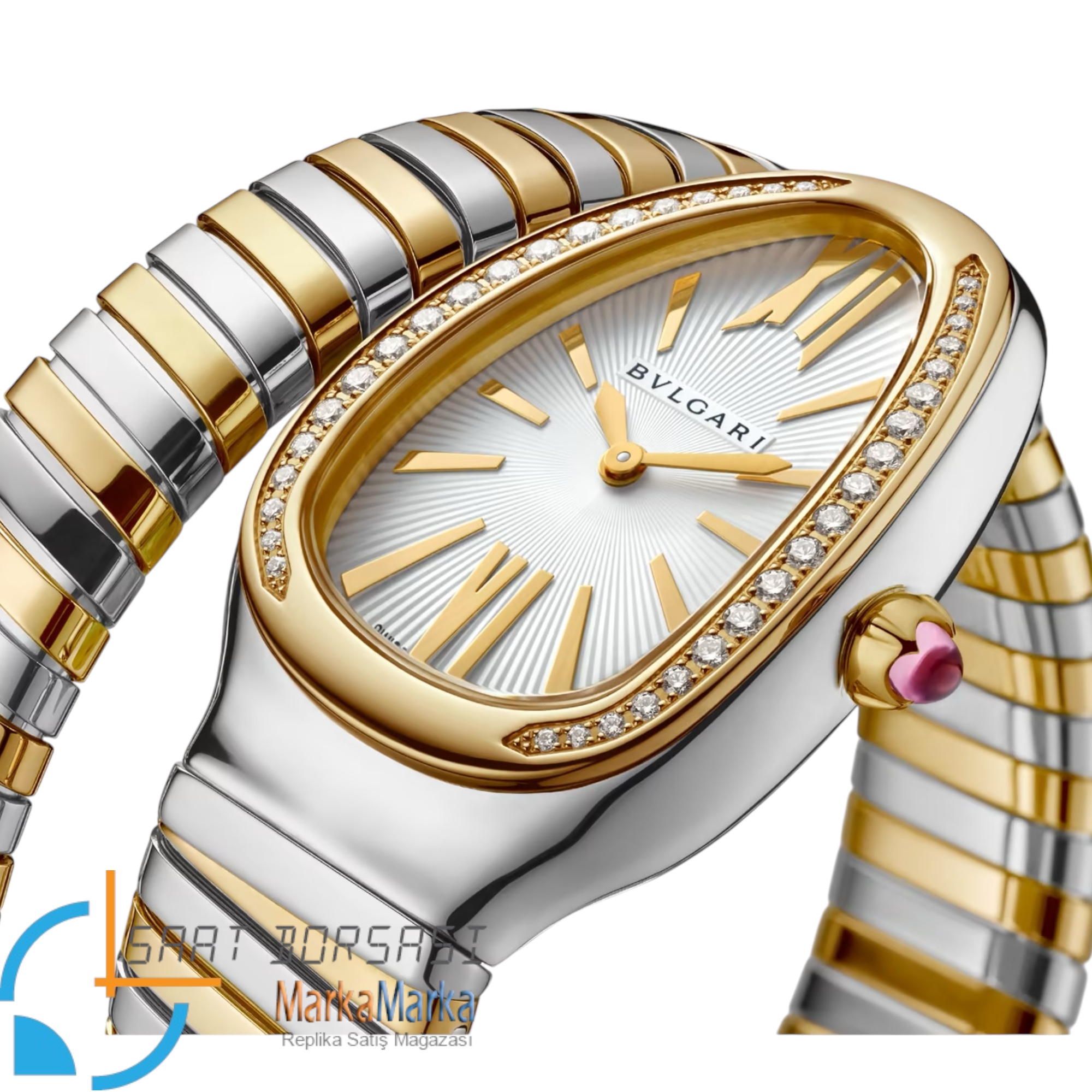 MB059- Bvlgari Serpenti Tubogas Single Spiral Silver/Gold -35mm