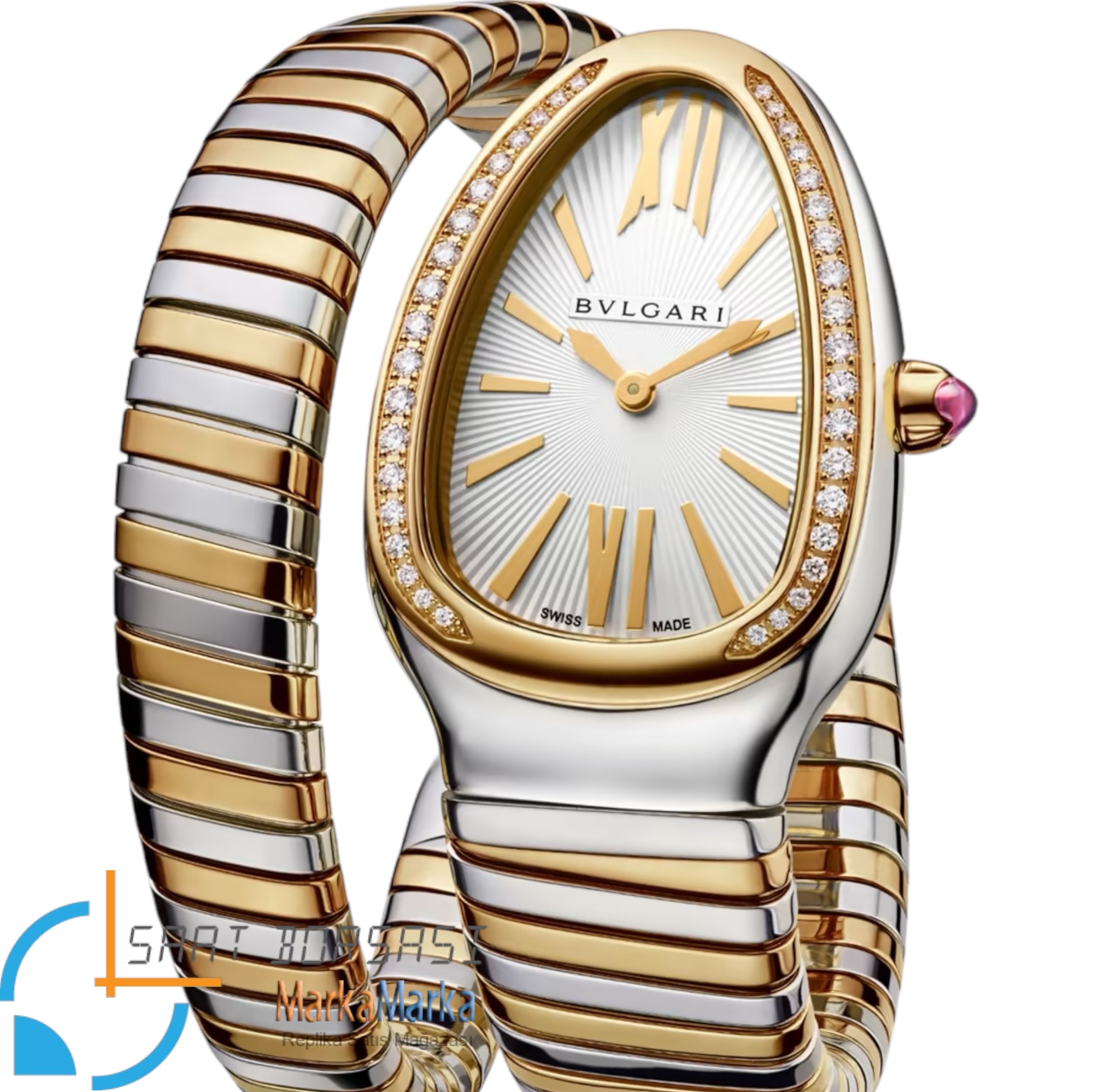 MB059- Bvlgari Serpenti Tubogas Single Spiral Silver/Gold -35mm