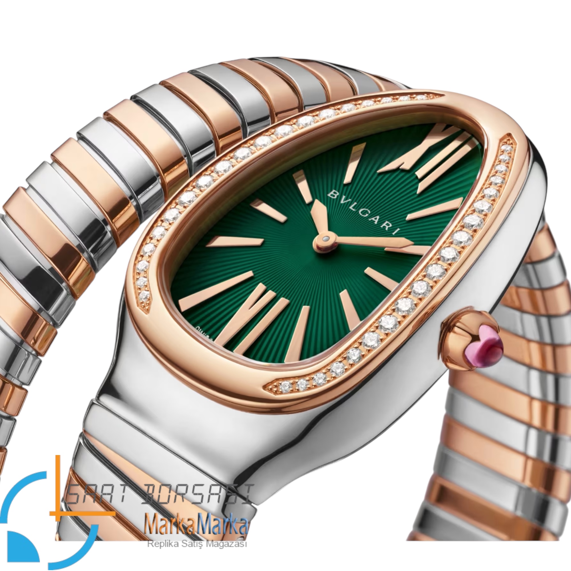 MM0056- Bvlgari Serpenti Tubogas Single Spiral Silver/Rose -35mm