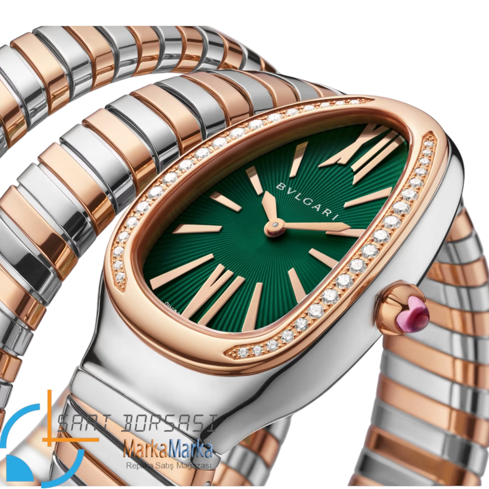 MM0057- Bvlgari Serpenti Tubogas Double Spiral Silver/Rose -35mm