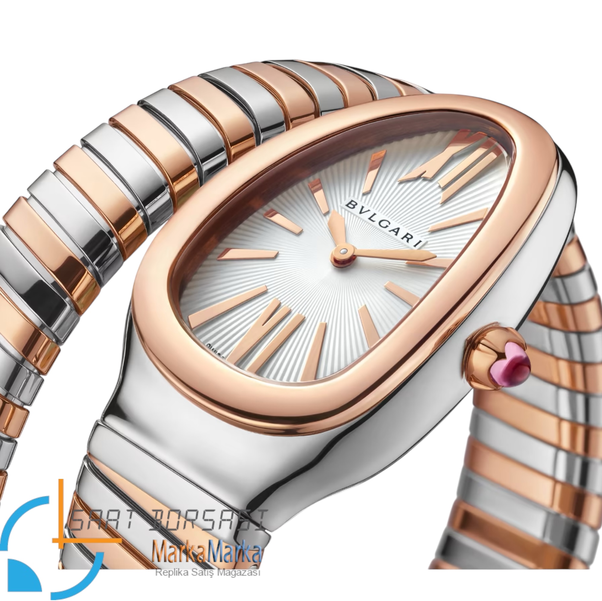 MM0058- Bvlgari Serpenti Tubogas Single Spiral Silver/Rose -35mm