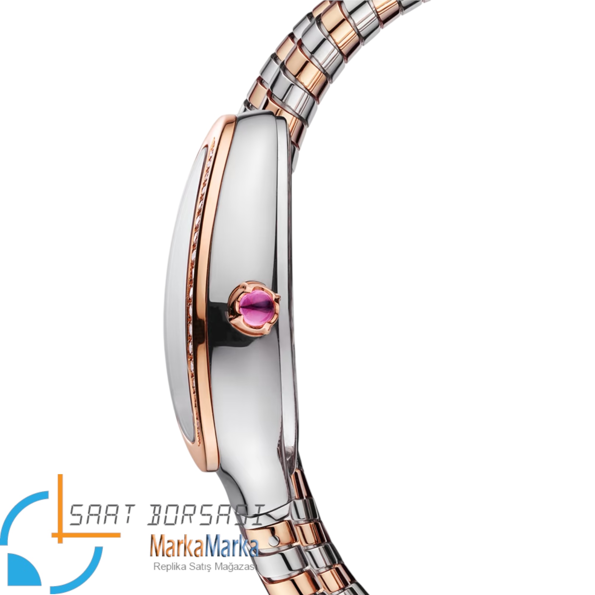 MM0074- Bvlgari Serpenti Tubogas Double Spiral Silver/Rose -35mm