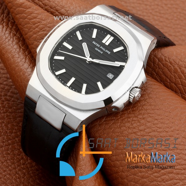 MM1231- Patek Philippe Geneve Nautilus Siyah Kadran Gümüş  Kasa