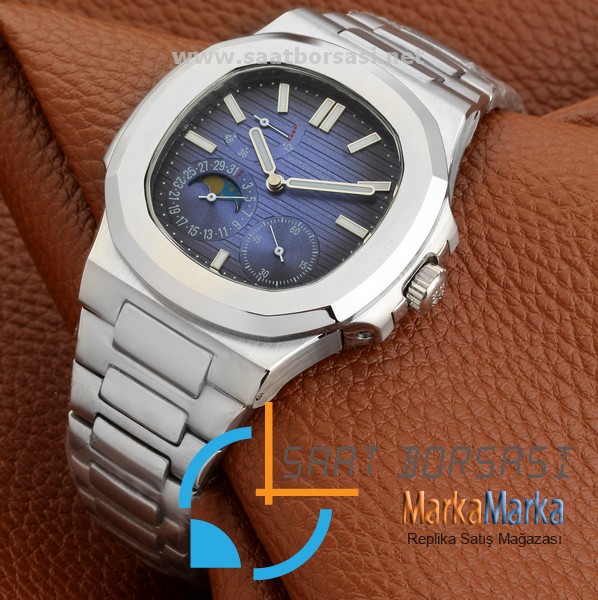 MM1238- Patek Philippe Geneve Nautilus Lacivert Kadran Gümüş Kasa