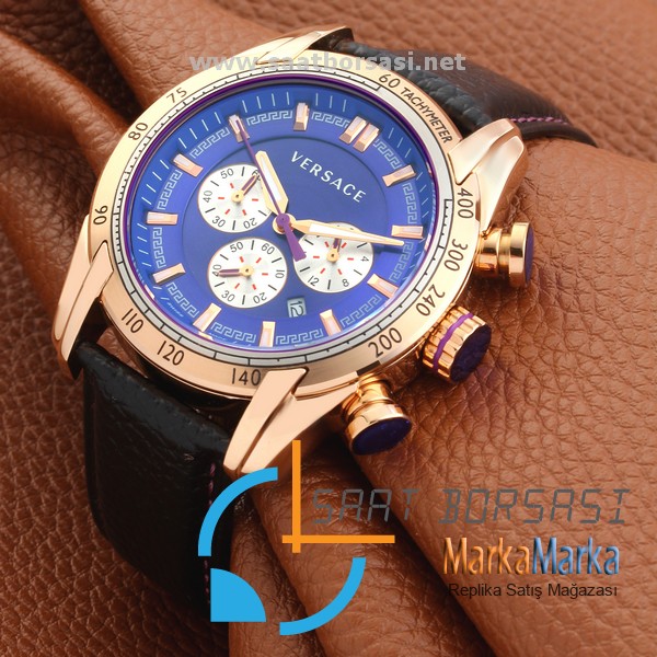 MM1250- Versace Lacivert Kadran Deri Kordon