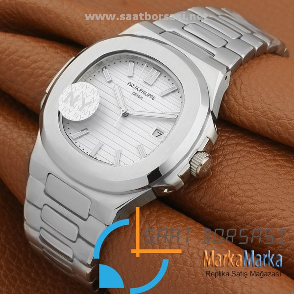 MM1327- Patek Philippe Geneve Nautilus Beyaz Kadran Gümüş Kasa