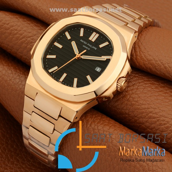 MM1328- Patek Philippe Geneve Nautilus Siyah Kadran Gold Kasa