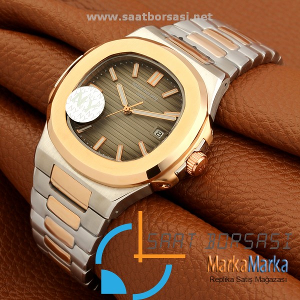 MM1329- Patek Philippe Geneve Nautilus Kahve Kadran Gümüş/Rose Kasa