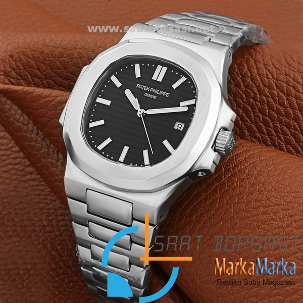 MM1512- Patek Philippe Geneve Nautilus Siyah Kadran Gümüş Kasa