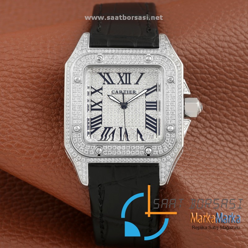 MM1679- Cartier Santos 100 Diamond Silver